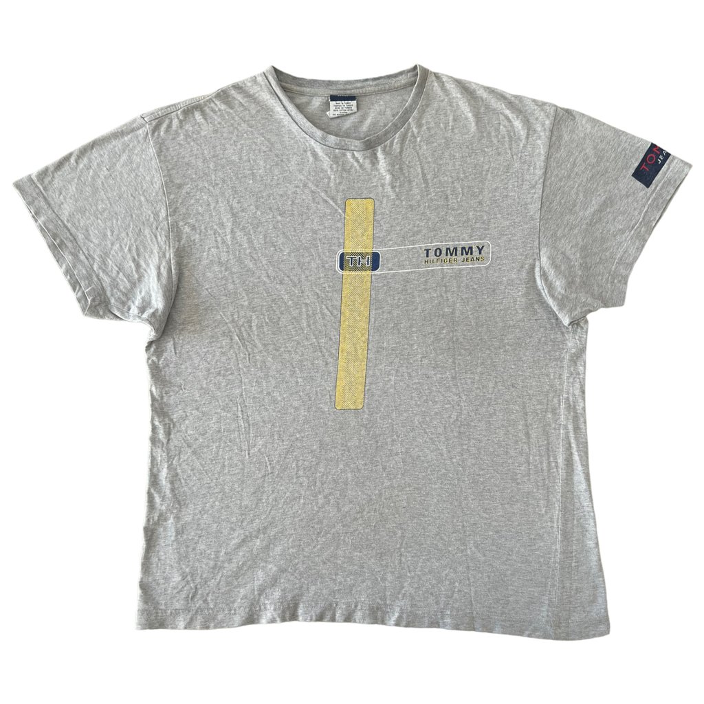 tommy jeans vintage triko šedé print