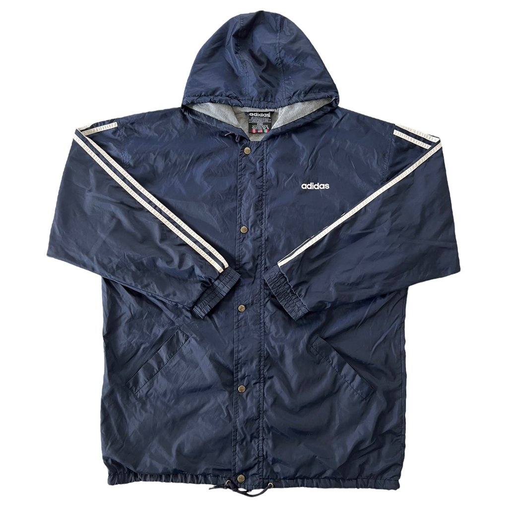 adidas vintage windbreaker bunda s kapucí tmavě modrá 3