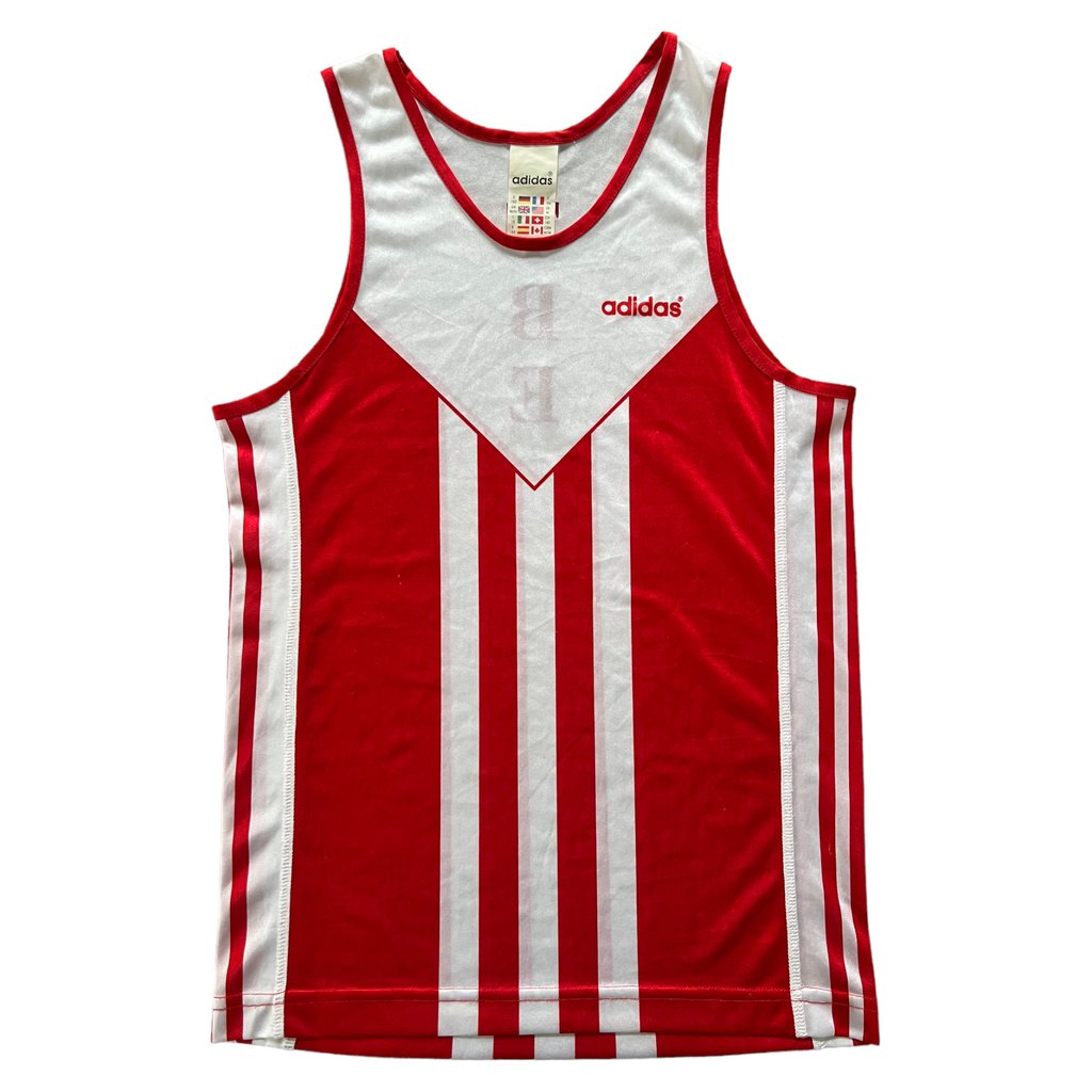 adidas vintage dresové tílko červené bílé