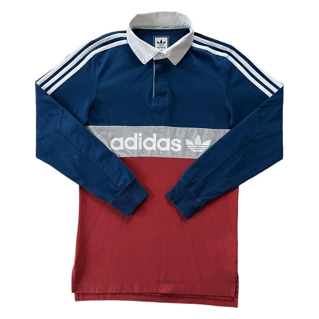 adidas originals polo triko longsleeve modré červené
