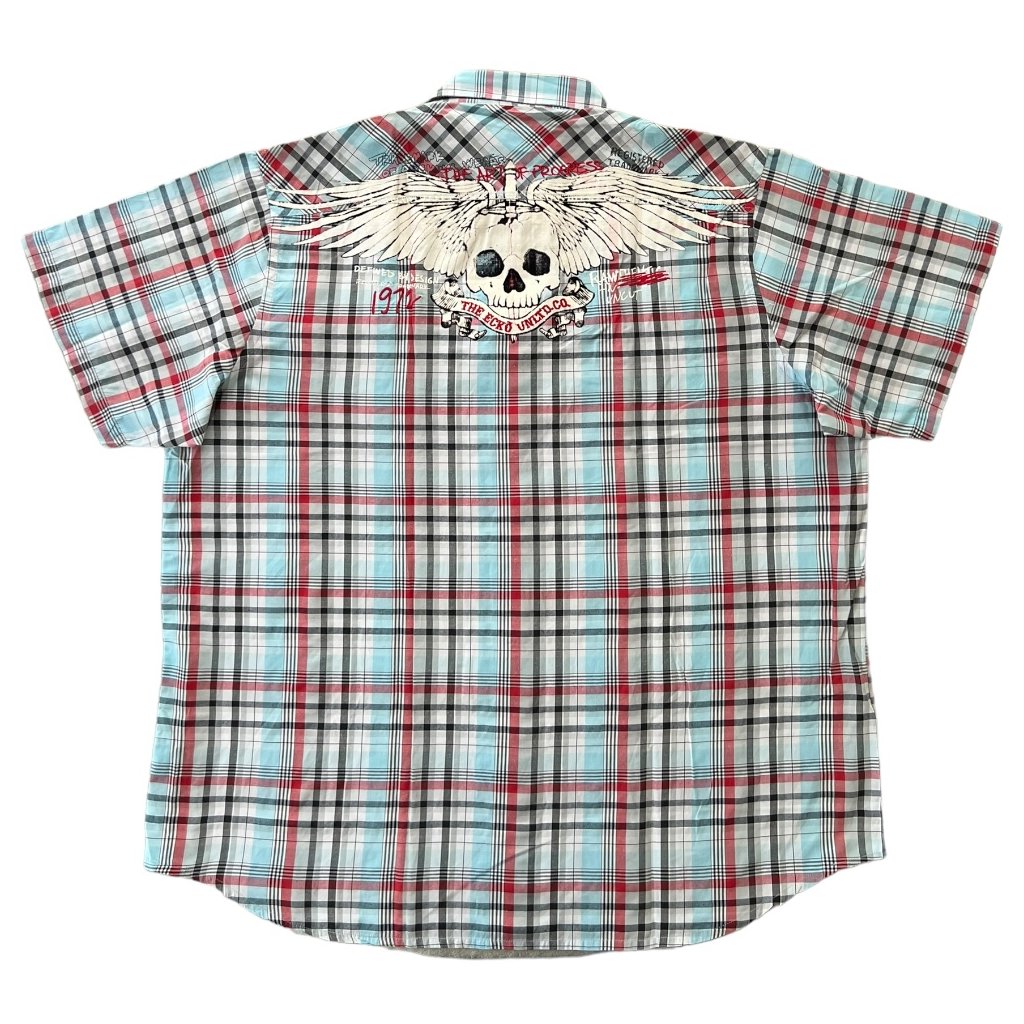ecko unltd vintage kostkovaná košile modrá 4