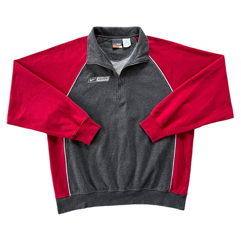 nike bauer vintage mikina na 1:4 zip šedé červené 1