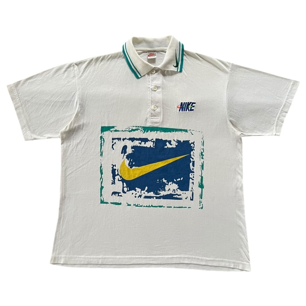 nike vintage polo triko bílé 1