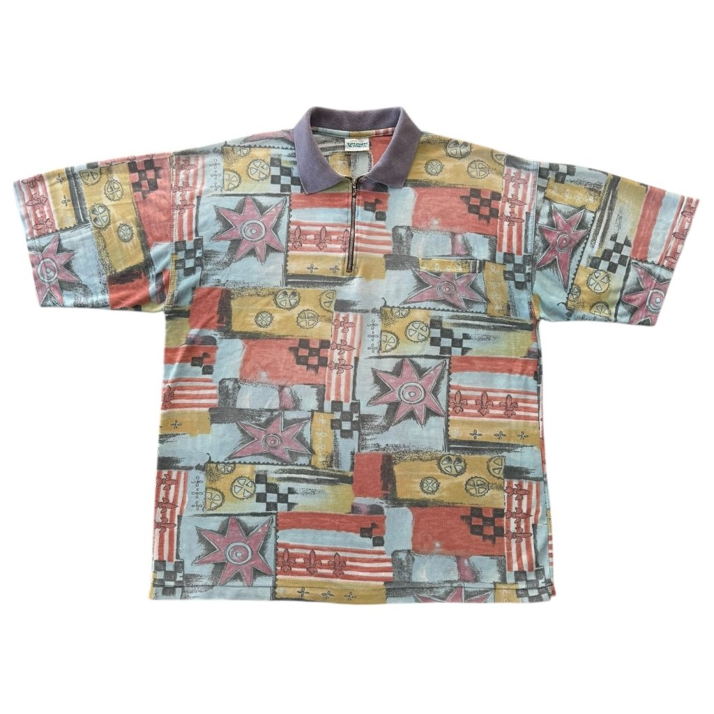 vintage vzorované polo triko 1