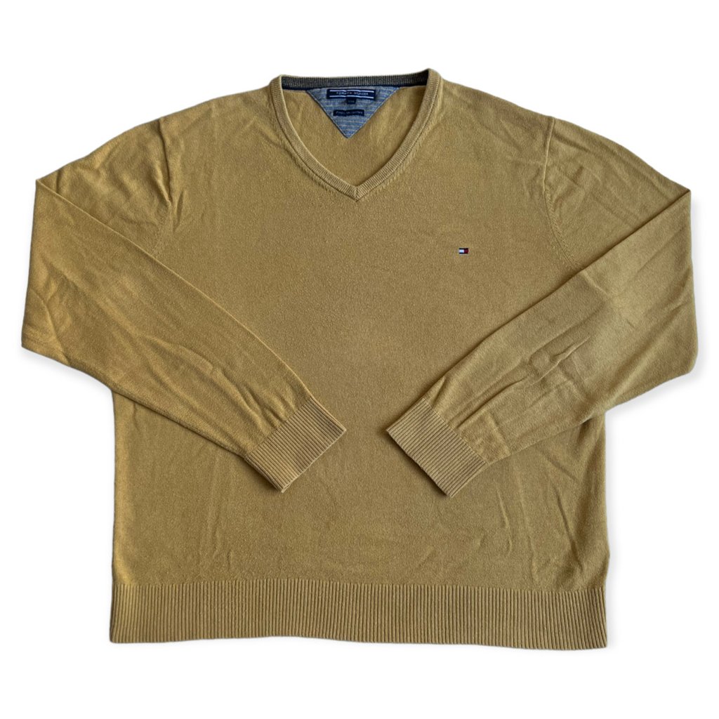 tommy hilfiger svetr s v výstřihem žlutý