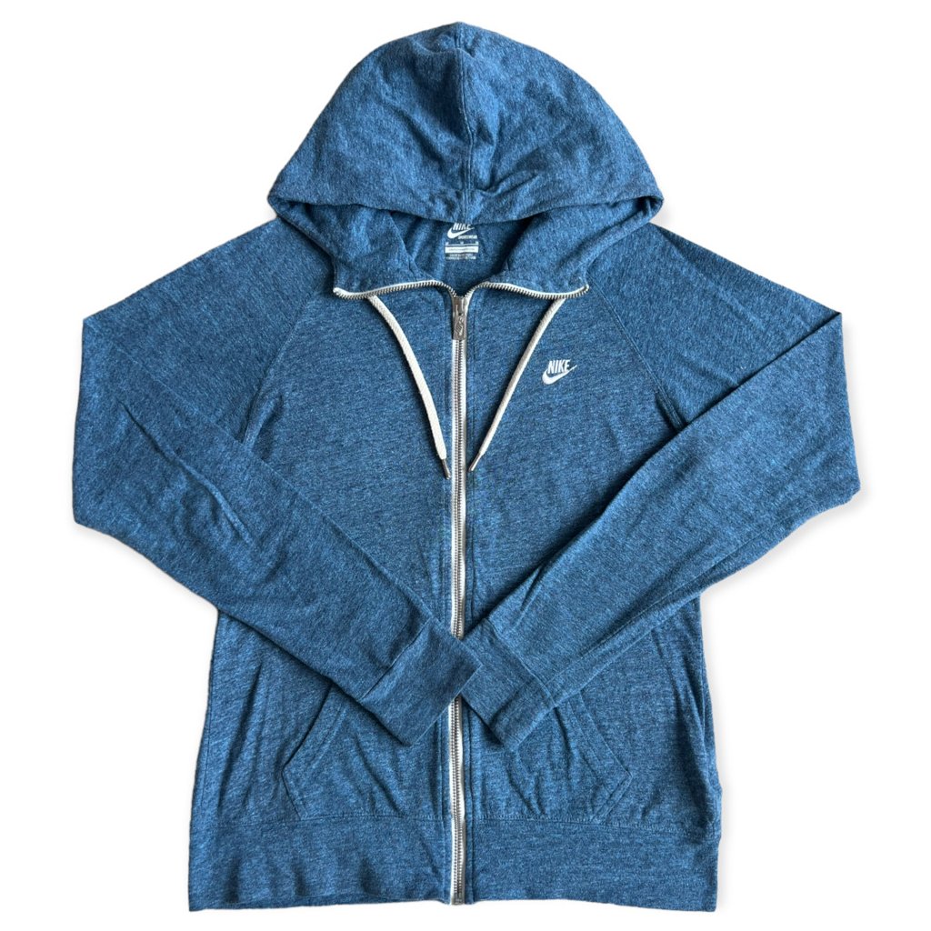 nike sportwear vintage mikina modrá s kapucí na zip lehká