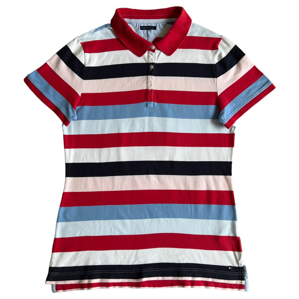 tommy hilfiger vintage polo triko pruhované čereno bílo modro černé
