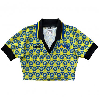 puma vintage dresové triko cropped dámské žluto modré