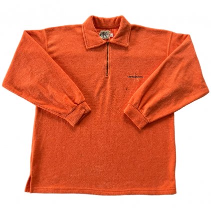 calvin klein vintage fleece mikina na 1:4 zip oranžová