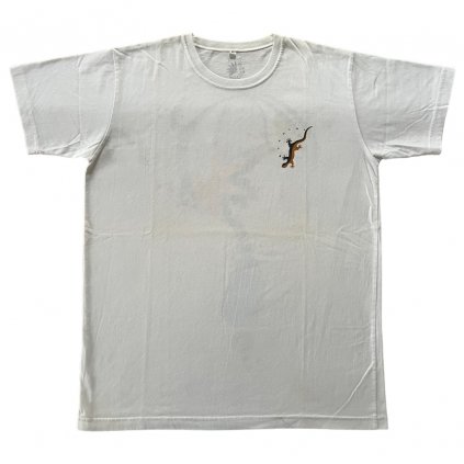 vintage print triko bílé s ještěrkou