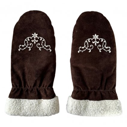 vintage brown leather mittens