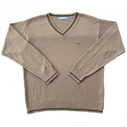 sergio tacchini vintage vneck svetr hnědý