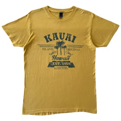 vintage print triko kauai hawaii žluté 1