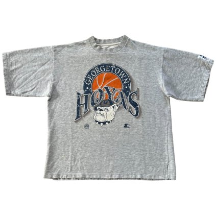 starter vintage mikina s krátkým rukávem šedá georgetown hoyas 12.25.52 14.15.04