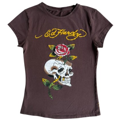 ed hardy vintage triko hnědé 1