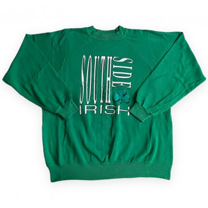 vintage crewneck print mikina south irish side zelená