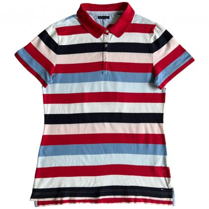 tommy hilfiger vintage polo triko pruhované čereno bílo modro černé