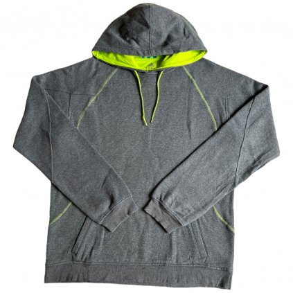 adidas hoodie sportovní mikina šedo žlutá s kapucí