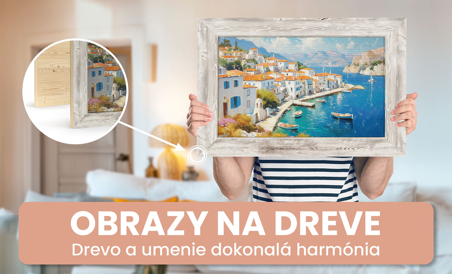Obrazy na dreve masívna biodoska s rámom