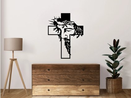 Drevený krížik na stenu - Ukrižovanie Ježiša Krista (Velkost 20cm, 30cm, 40cm, 50cm, 60cm, Dekor ANTRACIT 0164, BIELA 0101, ČIERNA 0190, DUB Bronze tmavý 090, DUB Sonoma 3025, DUB Zlatý 003, ORECH 0729, SIVÁ 0112)