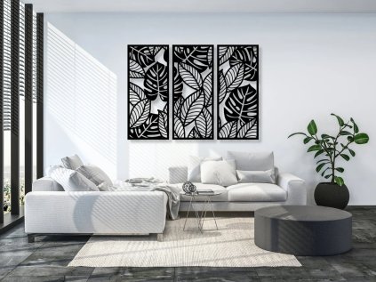 Drevený obraz na stenu - Tropical monstera (Velkost 105x80, 120x90, 75x57, 90x68, Dekor ANTRACIT 0164, BIELA 0101, ČIERNA 0190, DUB Bronze tmavý 090, DUB Sonoma 3025, DUB Zlatý 003, ORECH 0729, SIVÁ 0112)