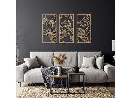Drevený obraz na stenu - Vlny (Velkost 30x60, 35x70, 40x80, 42x85, Dekor ANTRACIT 0164, BIELA 0101, ČIERNA 0190, DUB Bronze tmavý 090, DUB Sonoma 3025, DUB Zlatý 003, ORECH 0729, SIVÁ 0112)