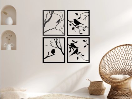 Drevený obraz na stenu - Birds - 20x20 (Velkost 20x20, Dekor ANTRACIT 0164, BIELA 0101, ČIERNA 0190, DUB Bronze tmavý 090, DUB Sonoma 3025, DUB Zlatý 003, ORECH 0729, SIVÁ 0112)