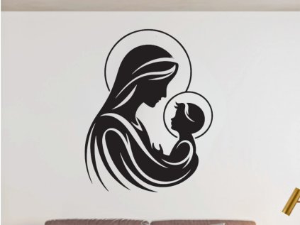 Drevený obraz na stenu Panna Mária s Ježiškom - 40cm (Rozmer 40cm, Dekor ANTRACIT 0164, BIELA 0101, ČIERNA 0190, DUB Bronze tmavý 090, DUB Sonoma 3025, DUB Zlatý 003, ORECH 0729, SIVÁ 0112)