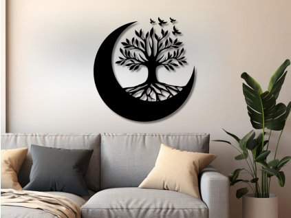 Drevený strom života - Tree Of Life Moon I (Rozmer 20cm, 30cm, 40cm, 50cm, 60cm, Dekor ANTRACIT 0164, BIELA 0101, ČIERNA 0190, DUB Bronze tmavý 090, DUB Sonoma 3025, DUB Zlatý 003, ORECH 0729, SIVÁ 0112)