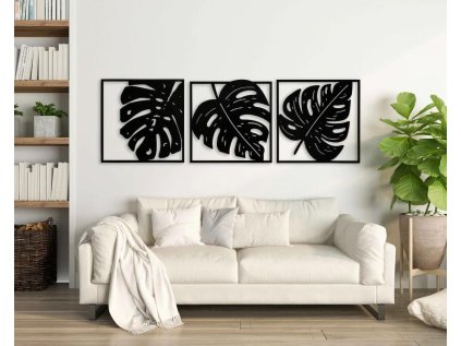 Drevený obraz na stenu - Monstera Leaves (Velkost 122x40, 175x58, 84x28, Dekor ANTRACIT 0164, BIELA 0101, ČIERNA 0190, DUB Bronze tmavý 090, DUB Sonoma 3025, DUB Zlatý 003, ORECH 0729, SIVÁ 0112)