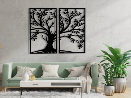 Drevená dekorácia na stenu - Stromy (Velkost 60x50, 80x65, 90x75, Dekor ANTRACIT 0164, BIELA 0101, ČIERNA 0190, DUB Bronze tmavý 090, DUB Sonoma 3025, DUB Zlatý 003, ORECH 0729, SIVÁ 0112)