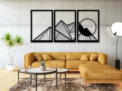 Drevený obraz na stenu - Geometric Mountain - 80x40 (Velkost 80x40, Dekor ANTRACIT 0164, BIELA 0101, ČIERNA 0190, DUB Bronze tmavý 090, DUB Sonoma 3025, DUB Zlatý 003, ORECH 0729, SIVÁ 0112)