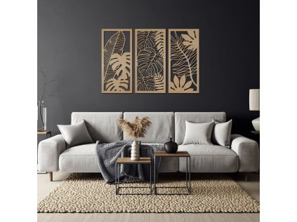 Drevený obraz na stenu - Monstera II - 69x50 (Velkost 69x50, Dekor ANTRACIT 0164, BIELA 0101, ČIERNA 0190, DUB Bronze tmavý 090, DUB Sonoma 3025, DUB Zlatý 003, ORECH 0729, SIVÁ 0112)
