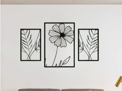Drevený obraz na stenu - Kvety II - 84x42 (Velkost 84x42, Dekor ANTRACIT 0164, BIELA 0101, ČIERNA 0190, DUB Bronze tmavý 090, DUB Sonoma 3025, DUB Zlatý 003, ORECH 0729, SIVÁ 0112)