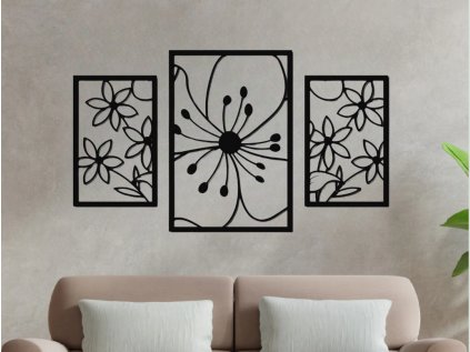 Drevený obraz na stenu - Floral - 144x72 (Velkost 144x72, Dekor ANTRACIT 0164, BIELA 0101, ČIERNA 0190, DUB Bronze tmavý 090, DUB Sonoma 3025, DUB Zlatý 003, ORECH 0729, SIVÁ 0112)