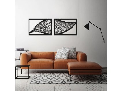 Drevený obraz na stenu - Leaves - SIVÁ 0112 (Dekor SIVÁ 0112)