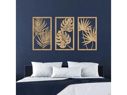 Drevený obraz na stenu - Monstera III - 108x60 (Velkost 108x60, Dekor ANTRACIT 0164, BIELA 0101, ČIERNA 0190, DUB Bronze tmavý 090, DUB Sonoma 3025, DUB Zlatý 003, ORECH 0729, SIVÁ 0112)