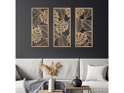 Drevený obraz na stenu - Monstera (Velkost 114x80, 69x50, 84x60, 99x70, Dekor ANTRACIT 0164, BIELA 0101, ČIERNA 0190, DUB Bronze tmavý 090, DUB Sonoma 3025, DUB Zlatý 003, ORECH 0729, SIVÁ 0112)
