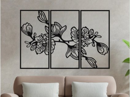 Drevený obraz na stenu Magnólia (Velkost 114x80, 69x50, 84x60, 99x70, Dekor ANTRACIT 0164, BIELA 0101, ČIERNA 0190, DUB Bronze tmavý 090, DUB Sonoma 3025, DUB Zlatý 003, ORECH 0729, SIVÁ 0112)