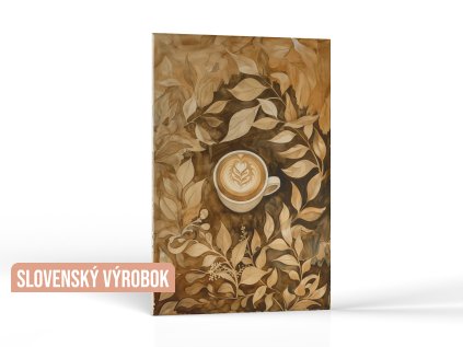 Kávový list a latte art | Obraz na dreve
