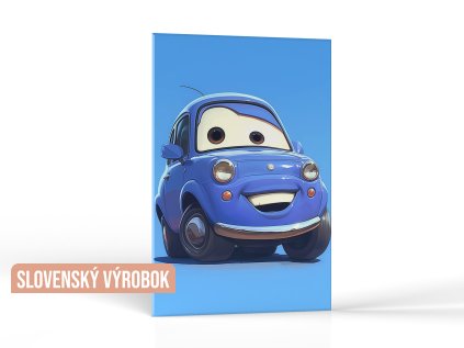 Veselý Modrý Automobil | Obraz na dreve