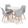 LAURES VINTINO Jedálenská zostava TODI 80cm okrúhly stolový set biely+ 4 stoličky MARK sivé 1