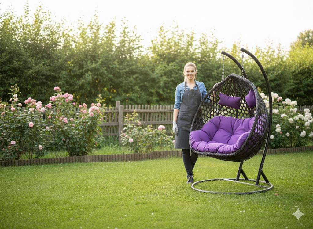 Aj žena dokáže sama postaviť závesné hojdacie kreslo