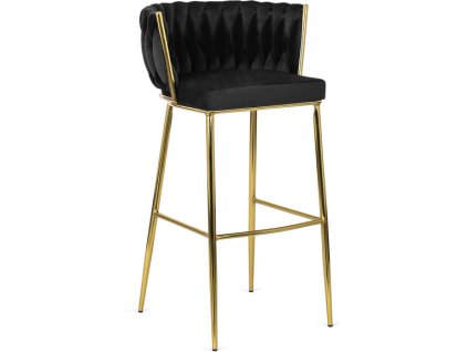 LAURES VINTINO barová stolička čierna zlaté nohy 1
