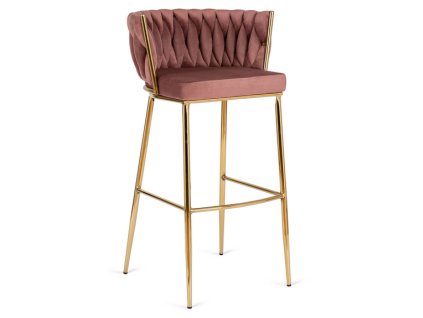 LAURES VINTINO barová stolička ružová zlaté nohy 1