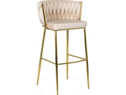 LAURES VINTINO barová stolička kremová zlaté nohy 1
