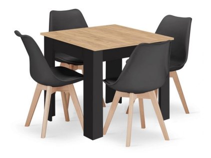 LAURES VINTINO Jedálenská zostava stôl Artisan 80 X 80 čierne nohy + 4 stoličky 1