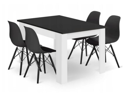 LAURES VINTINOJedálenská zostava stol a stoličky 120 x 80 cm dub sonoma, čierne stoličky 1