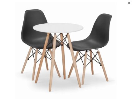 LAURES VINTINO Jedálenská zostava TODI 60cm okrúhly stolový set biely + 2 stoličky OSAKA čierne 1