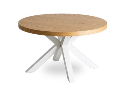 LAURES VINTINO Okrúhly konferenčný stolík SILVIO 80cm dub zlatý/biely 1